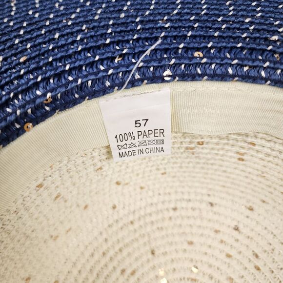 Navy Blue Wide Brim Floppy Sun Hat One Size - Picture 8 of 9